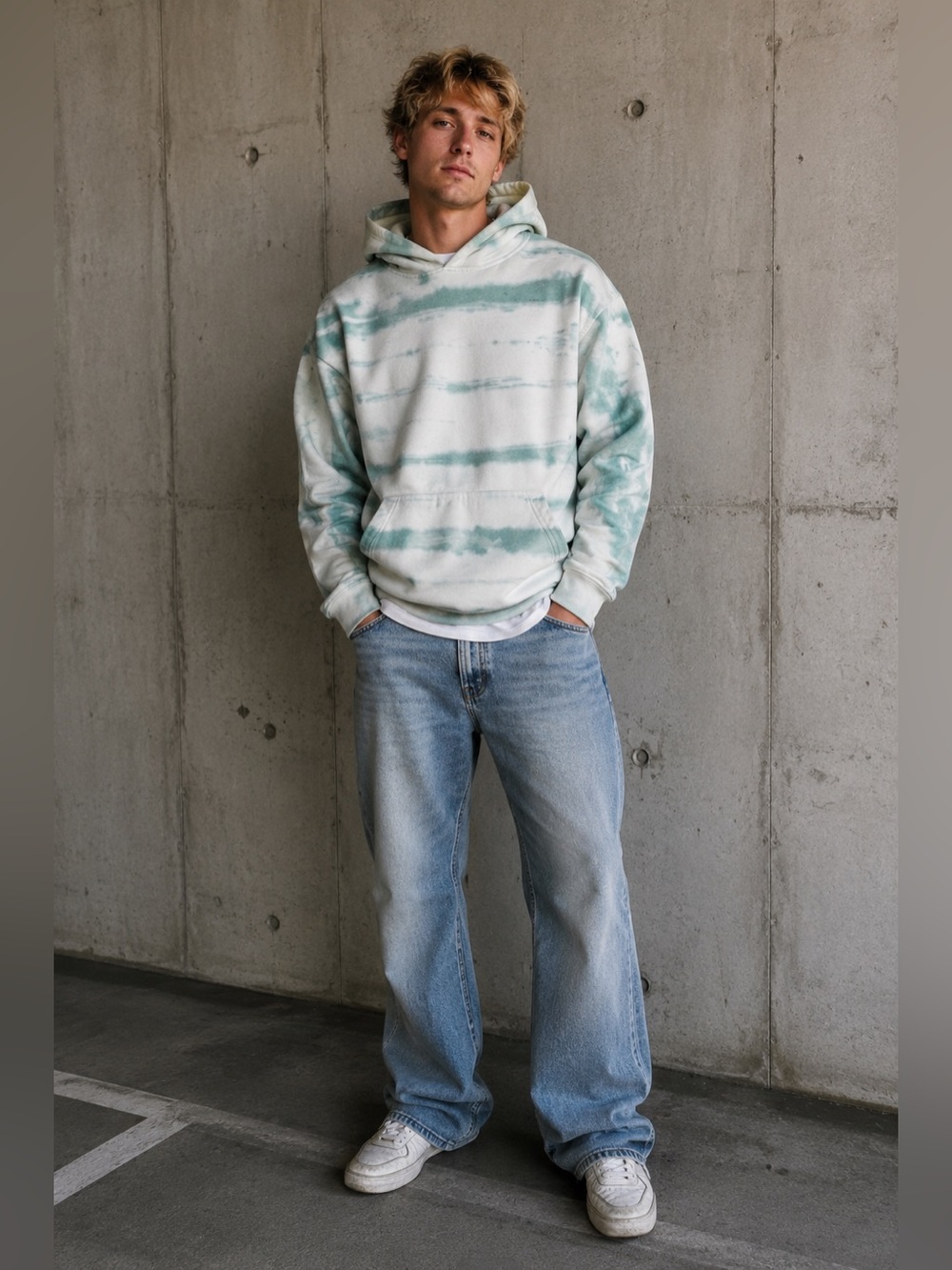 TALENTLESS Tiger Wash Cotton Tie Dye Pullover Hoodie Size Medium